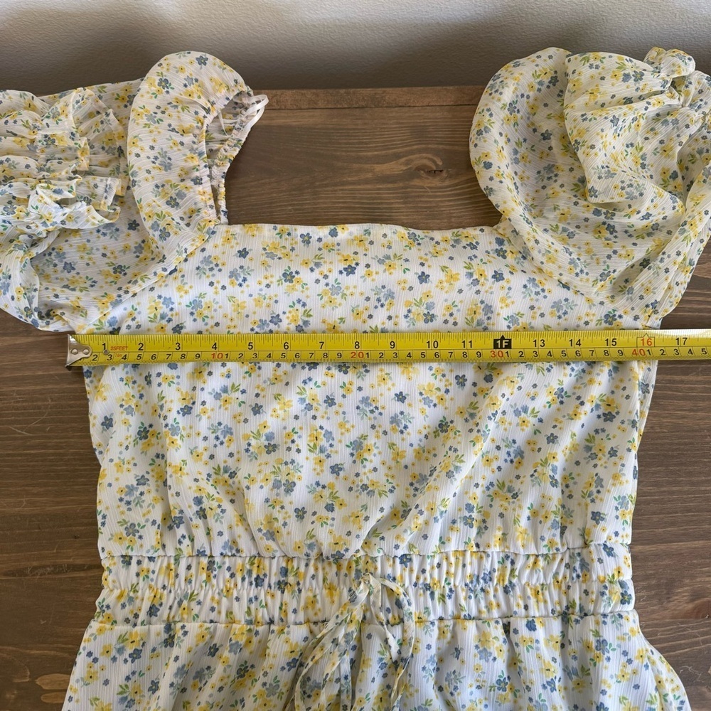 Mi Ami Womens Small Floral‎ Square Neck Short Mini Dress - Picture 8 of 9